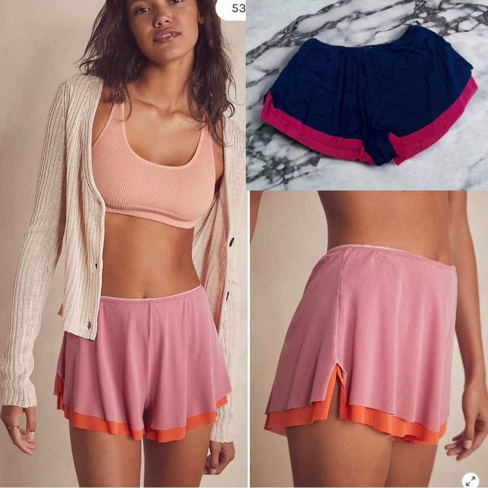 Free People - Intimately Layered Up Mesh Shorts - black/red